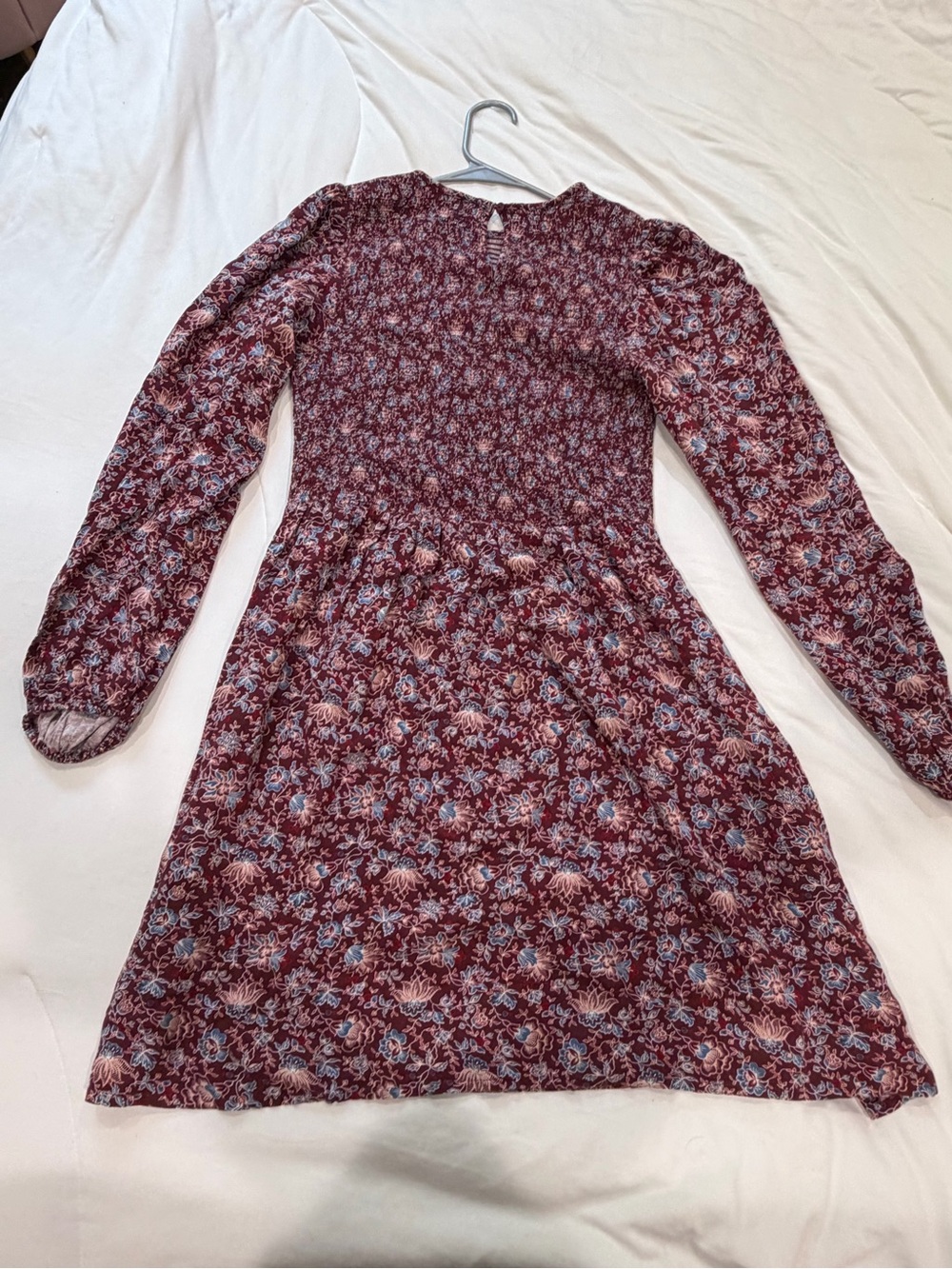 Old Navy Burgundy Floral Long-Sleeve Mini Dress - Picture 3 of 4